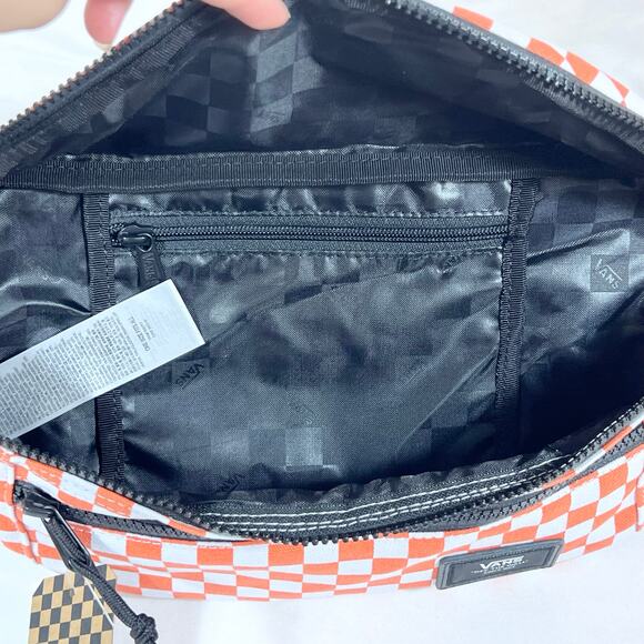 Vans Ward Crossbody Pack Bag Checkered Orange White Zippers Belt Fanny Pack New - Picture 7 of 12